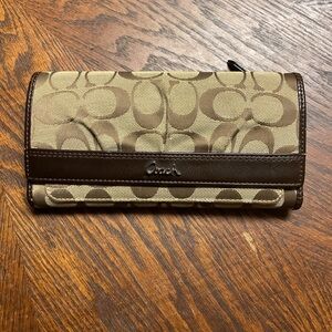 Coach Tan and Brown Signature Clutch